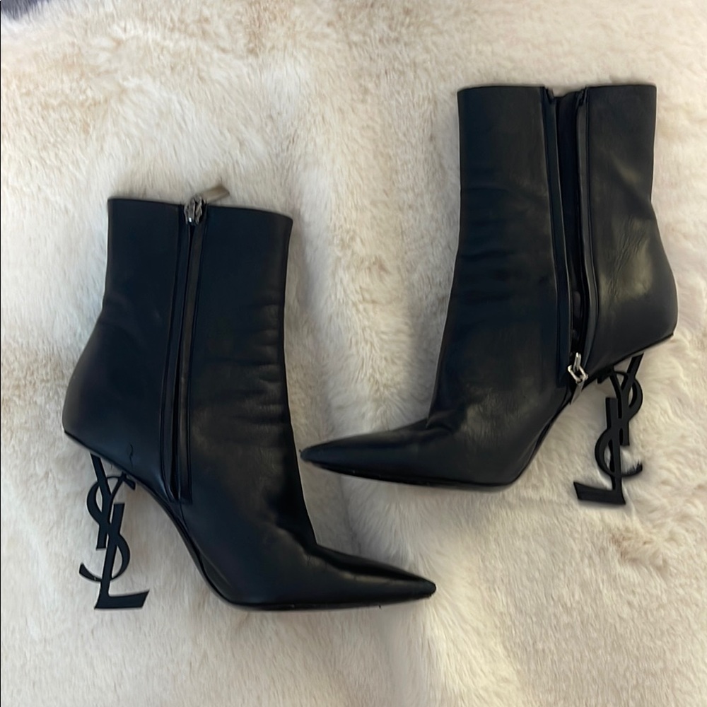 Yves Saint Laurent Black Leather Ankle Boots